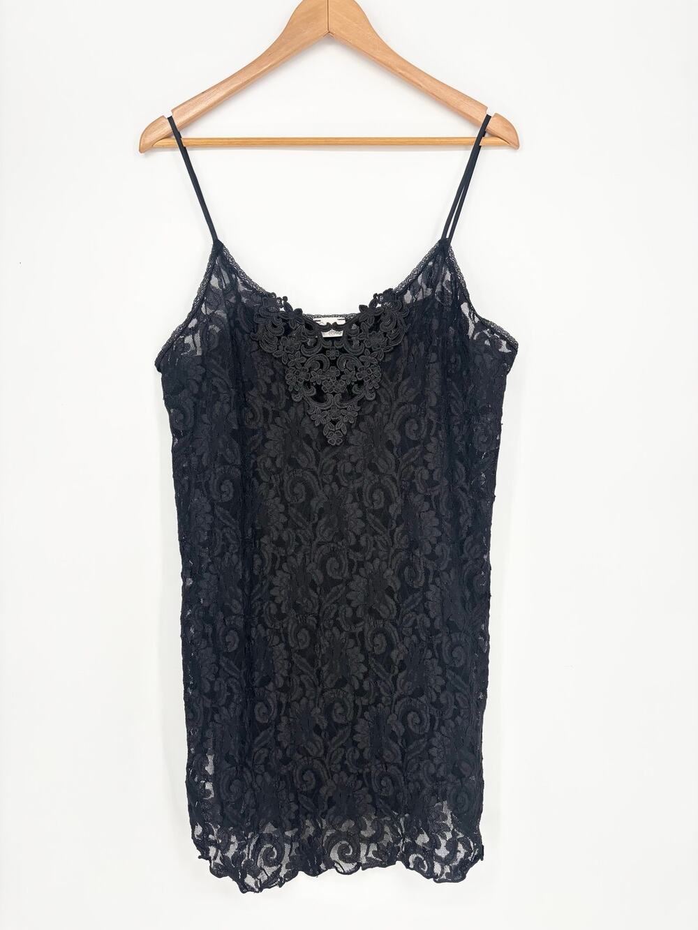 Cinema Etoile Vintage Black Lace Stretch Lingerie Nightie